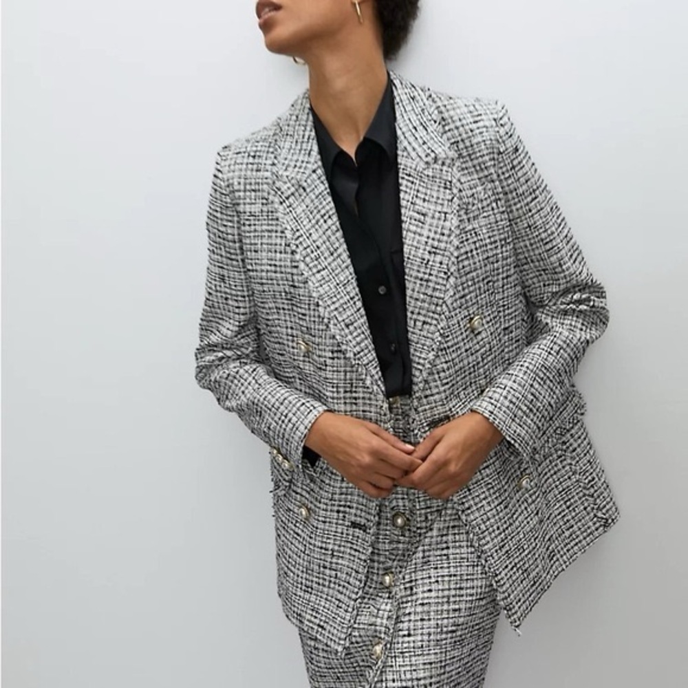 Babaton Black and White Tweed Blazer and skirt